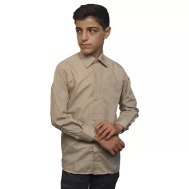 پیراهن کودکانه کرمی مدل یقه معمولی