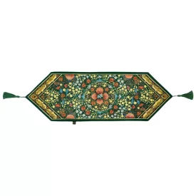 رانر رومیزی طرح گل و مرغ سبز