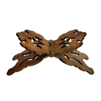 رحل قرآن چوبی قهوه ای طرح پروانه کد 104047