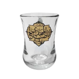 استکان کمرباریک دسته دار طرح یا اباصالح بسته 6 عددی