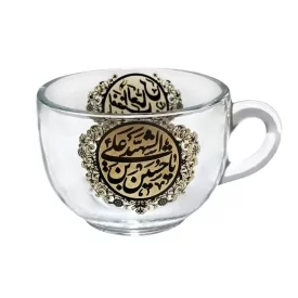 فنجان نعلبکی طرح یا حسین یا اباالفضل بسته 6 عددی