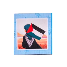 استیکر ضدآب طرح دختر با پرچم فلسطین