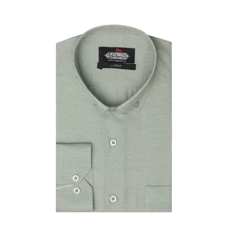 پیراهن تترون یقه انگلیسی کلاسیک ساده زمینه سبز کد PC12285