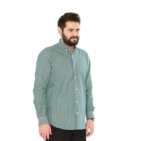  پیراهن مردانه رنگی اسپرت یقه انگلیسی راه راه سفید و سبز کد PS21166