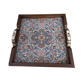 سینی چوبی رزینی دسته سرامیکی طرح 110 