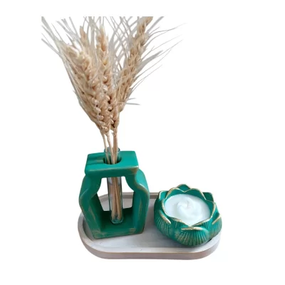 ست سینی گلجا و شمع آلاله