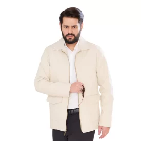 کت کتان مدل چمران رنگ استخوانی KT21019