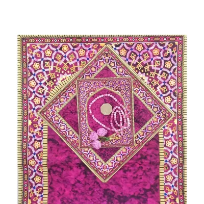 ست 3 تکه مخمل سجاده و جانماز و کیف صورتی