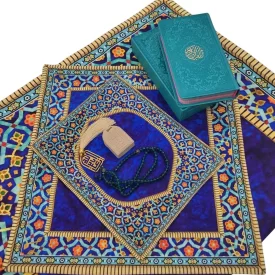 بسته جشن تکلیف پسرانه 3 تکه کیف و سجاده و جانماز رنگ سورمه ای