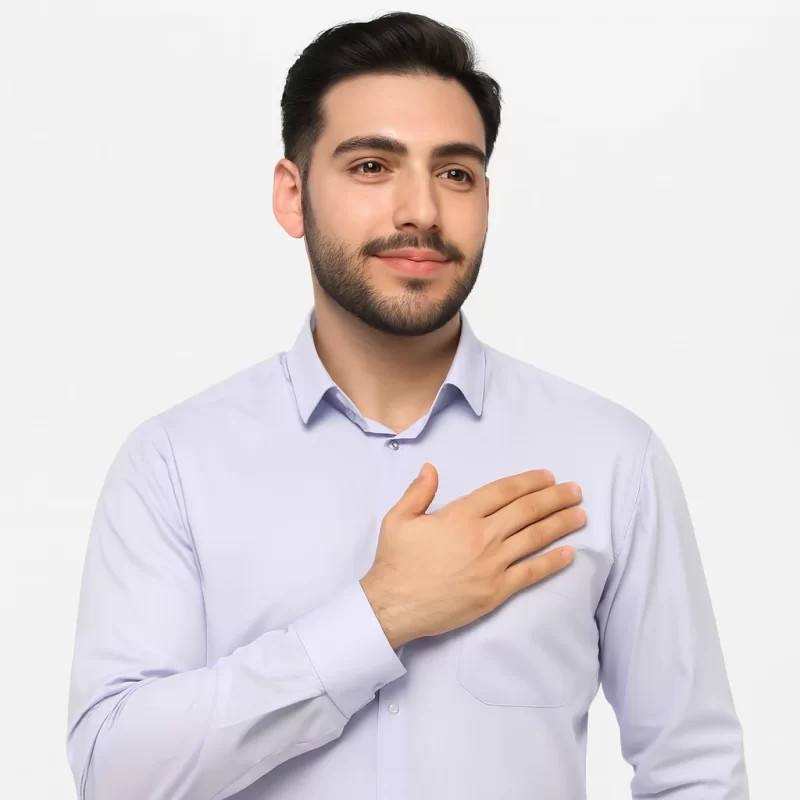 پیراهن مردانه آستین بلند مدل یقه معمولی کلاسیک رنگ آبی آسمانی