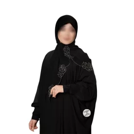 روسری مشکی کرپ حریر نگین دار کد 2649