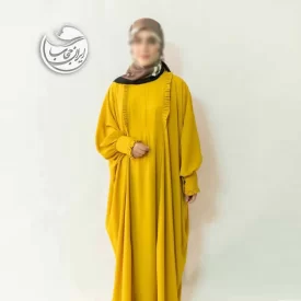 مانتو عبایی کرپ ایرانی رنگ خردلی