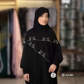 روسری مشکی کرپ حریر نگین دار کد 2653