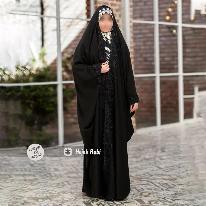 چادر مشکی عربی ندا امارات طرح سلما کد 3060