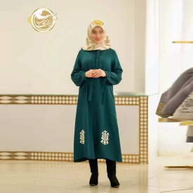 مانتو زنانه مجلسی مدل تکه دوزی رنگ سبز