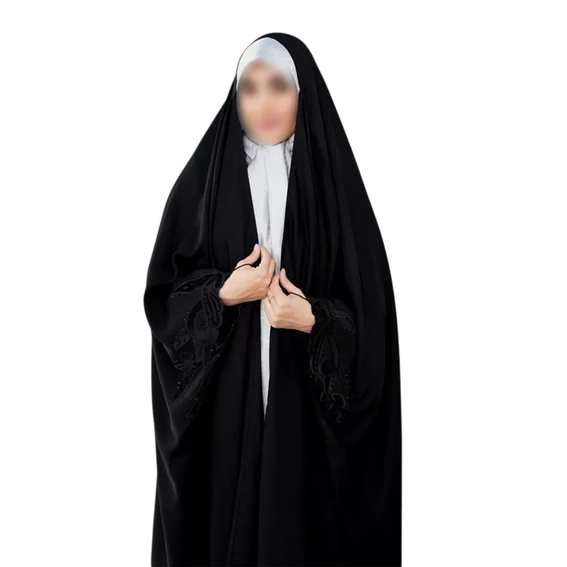 چادر مشکی عربی گلدوزی طرح مینا