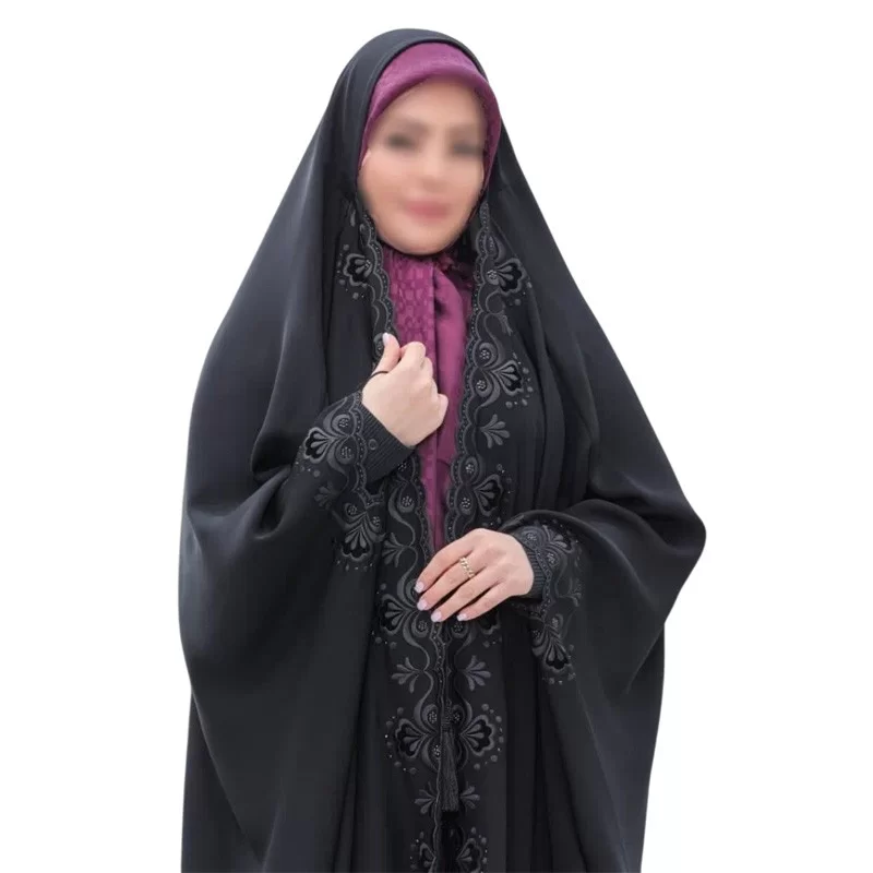 چادر مشکی عربی گلدوزی طرح روشنا