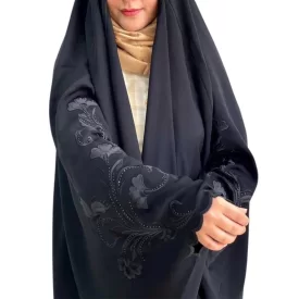 چادر مشکی عربی گلدوزی طرح مینو
