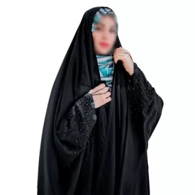 چادر مشکی عربی جواهر دوزی طرح بابونه