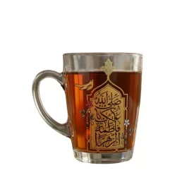 نیم لیوان دسته دار طرح یا فاطمه الزهرا بسته 6 عددی