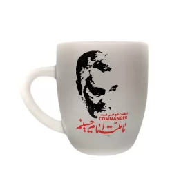 لیوان شیشه ای مات لبیک یا حسین(ع) و تصویر شهید سلیمانی