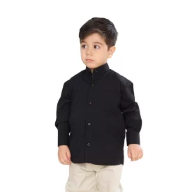 پیراهن مشکی پسرانه یقه دیپلمات کد PB12050