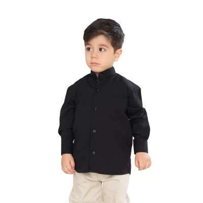 پیراهن مشکی پسرانه یقه دیپلمات کد PB12050