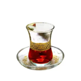 استکان نعلبکی کمر باریک طرح یا فاطمة الزهرا بسته 12 پارچه