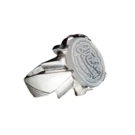 انگشتر نقره مردانه مدل عقیق کبود یمن حکاکی صلوات