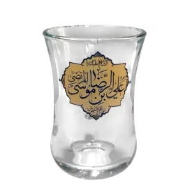 استکان کمرباریک دسته دار طرح یا علی بن موسی الرضا بسته 6 عددی