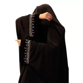 چادر مشکی عربی جواهر دوزی طرح یاسمین کم کار