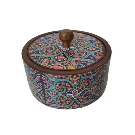 شکلات خوری یا آجیل خوری چوبی گرد طرح 105