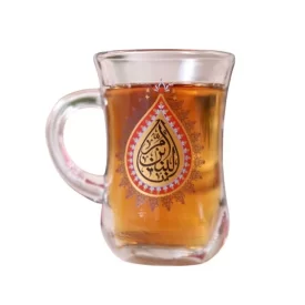 استکان کمرباریک دسته دار طرح یا ام البنین بسته 6 عددی