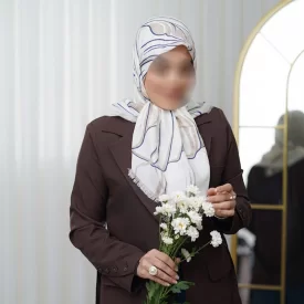 روسری کشمیر طرح برگ خطی