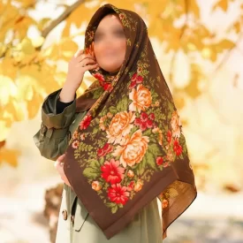 روسری کشمیر پاییزه طرح گل درشت
