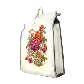 کیسه خرید طرح سه بعدی گل زمینه سفید