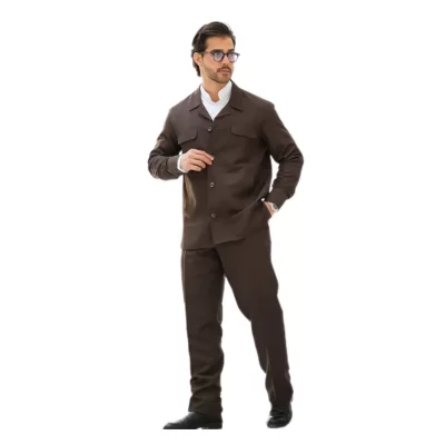 کت و شلوار لبنانی مدل چهار جیب رنگ قهوه ای سوخته کد 910