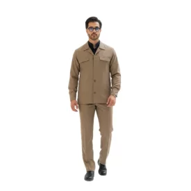 کت و شلوار لبنانی مدل چهار جیب رنگ نسکافه ای کد 909
