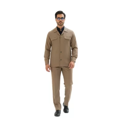 کت و شلوار لبنانی مدل چهار جیب رنگ نسکافه ای کد 909