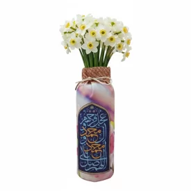 گلدان شیشه ای روکش مخمل طرح صلوات کد 2
