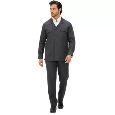 کت و شلوار لبنانی مدل چهار جیب رنگ نوک مدادی کد 905