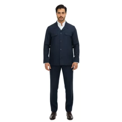 کت و شلوار لبنانی مدل چهار جیب رنگ سرمه ای کد 901