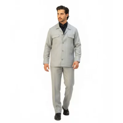 کت و شلوار لبنانی مدل چهار جیب رنگ طوسی روشن کد 903