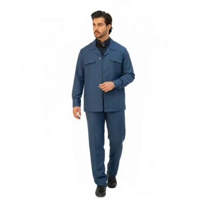 کت و شلوار لبنانی مدل چهار جیب رنگ آبی نفتی کد 908