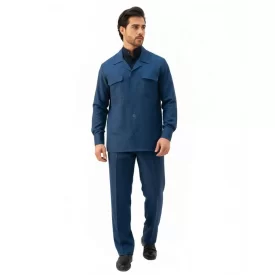 کت و شلوار لبنانی مدل چهار جیب رنگ آبی کاربنی کد 907