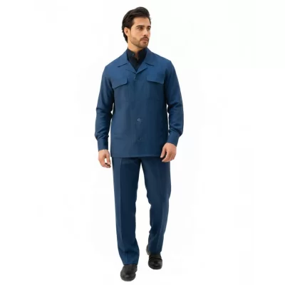 کت و شلوار لبنانی مدل چهار جیب رنگ آبی کاربنی کد 907