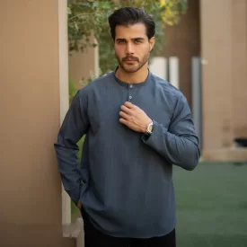 پیراهن یقه یک سانت نصف دکمه نوک مدادی کد 706