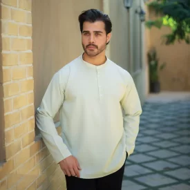 پیراهن یقه یک سانت نصف دکمه سبز پسته ای کد 709