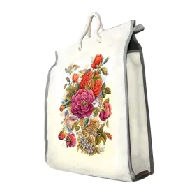 کیسه خرید طرح سه بعدی گل زمینه سفید