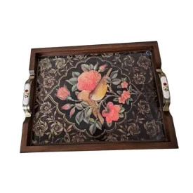 سینی چوبی رزینی دسته سرامیکی طرح 153 